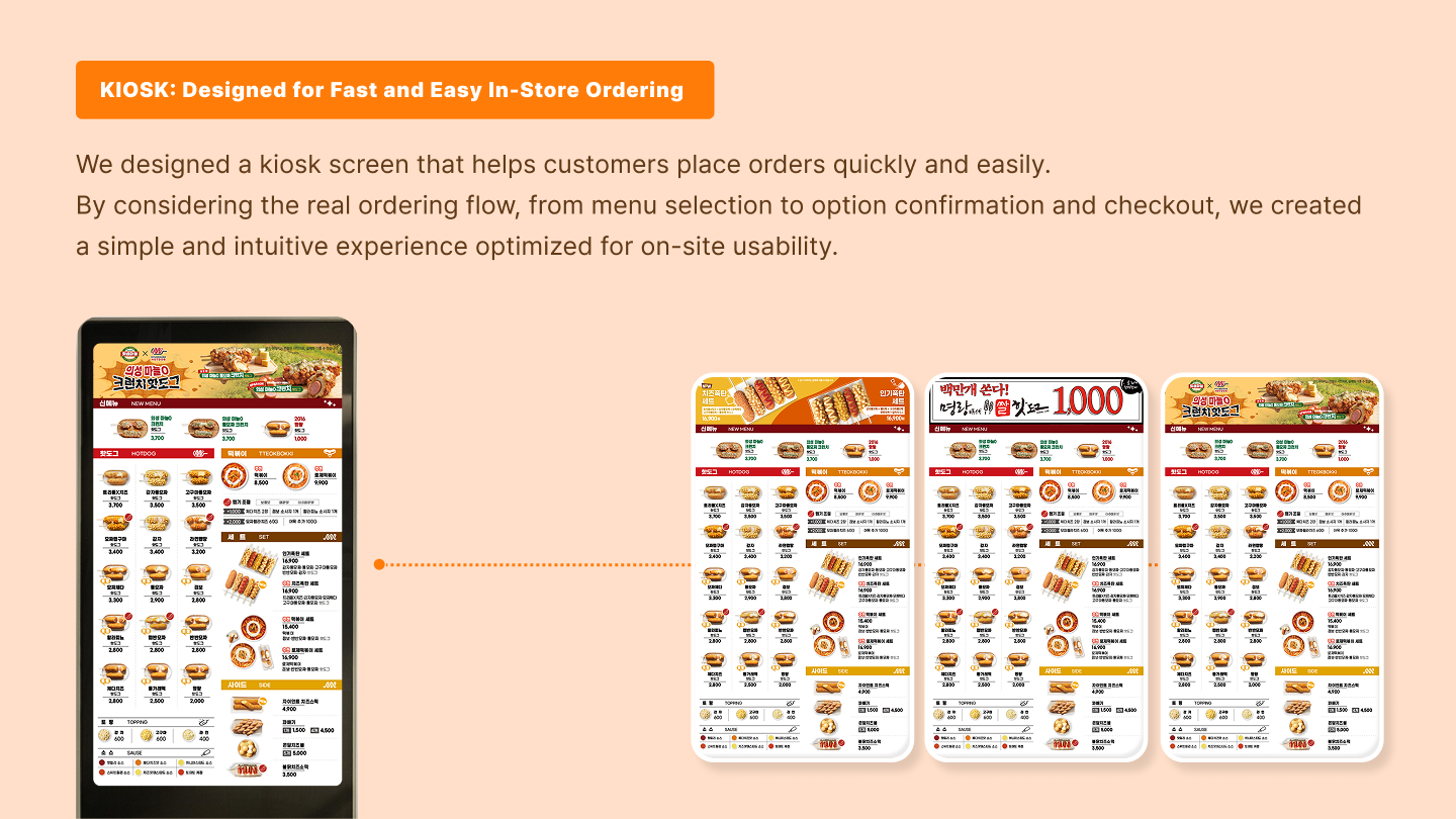Myungrang Hotdog kiosk ordering interface